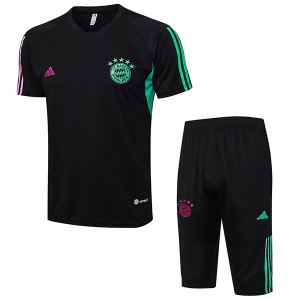 Bayern munich maglia da allenamento abbigliamento sportivo maglia da calcio da uomo uniforme nera maglia da calcio manica corta sport t-shirt 2023-2024